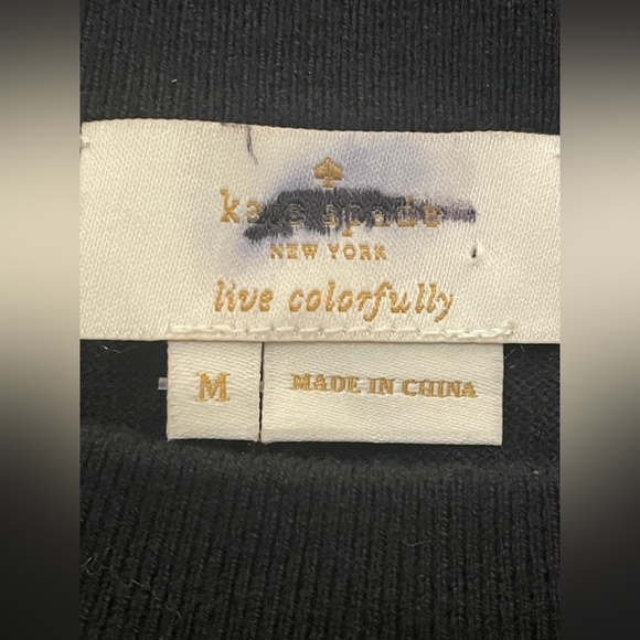 Kate spade Mixed Media‎ Stripe Hem Cotton Silk Sweater Black Size Medium - Picture 7 of 10